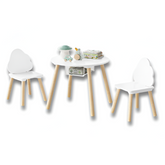 WOLTU Children’s Table & 2 Chairs — Cloud Backrest, Solid Wood Legs (Toddlers & Preschoolers)
